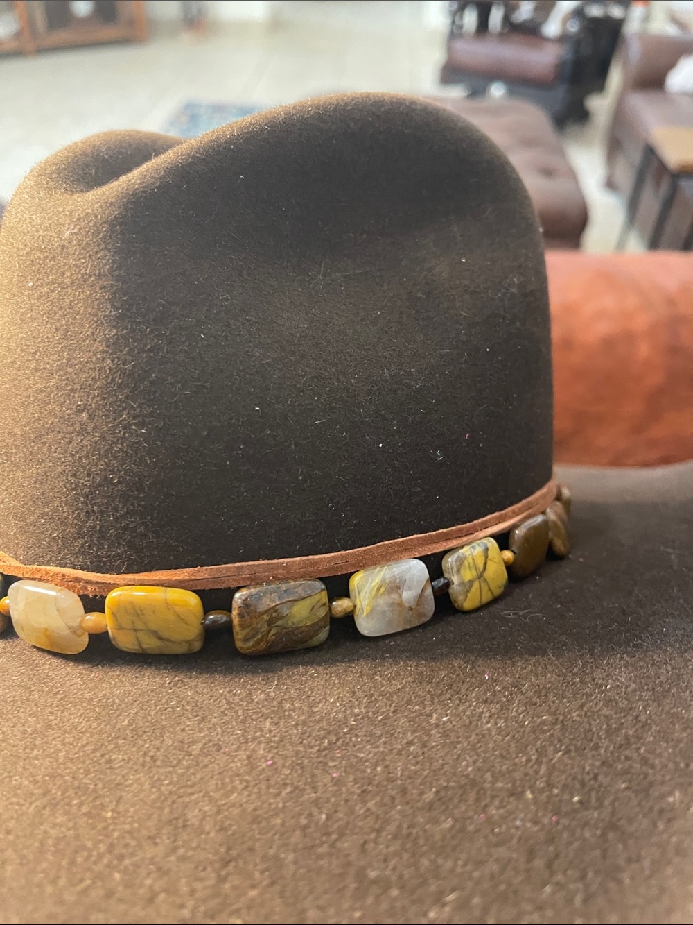 Handmade “jasper” Stone Earrings and Hatband Set - Picture 4 of 9